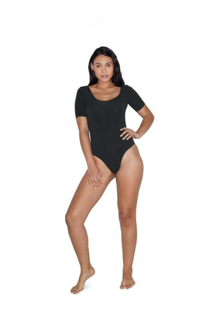 WOMEN'S COTTON SPANDEX DANCE BODYSUIT - Black - Additional