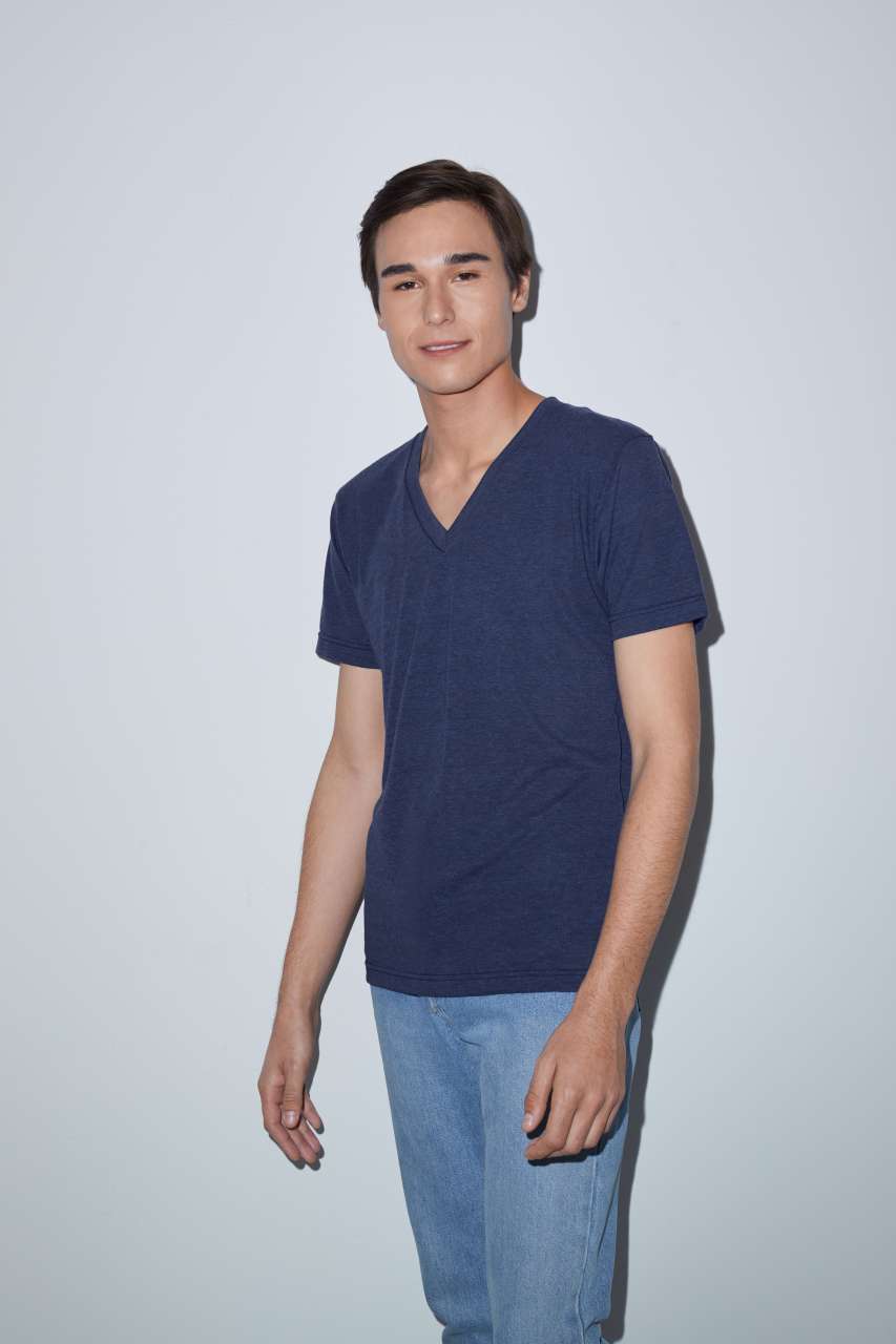 UNISEX TRI-BLEND SHORT SLEEVE V-NECK T-SHIRT - Tri-Indigo - Additional
