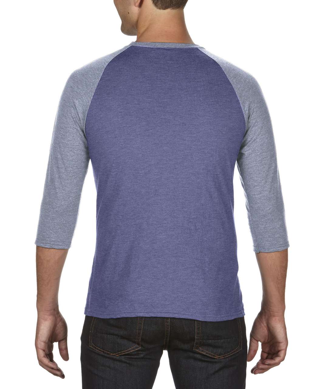ADULT TRI-BLEND ¾ SLEEVE RAGLAN TEE - Heather Blue/Heather Grey - Additional