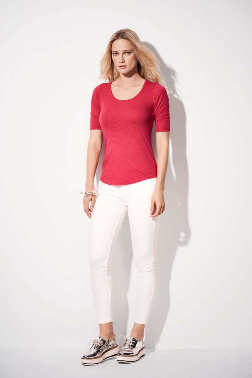 WOMEN’S TRI-BLEND DEEP SCOOP 1/2 SLEEVE TEE - Black - Additional