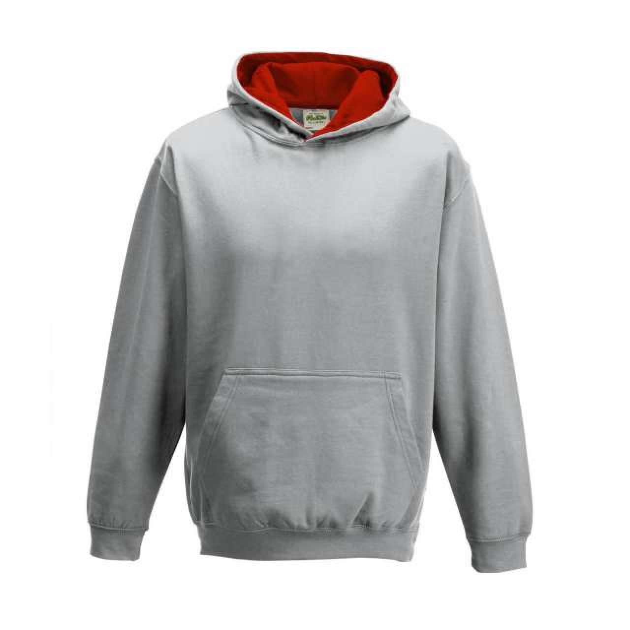 KIDS VARSITY HOODIE - Heather Grey/Fire Red - Additional
