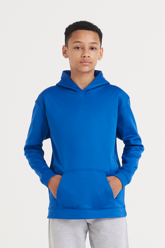 KIDS SPORTS POLYESTER HOODIE - Royal Blue - Model