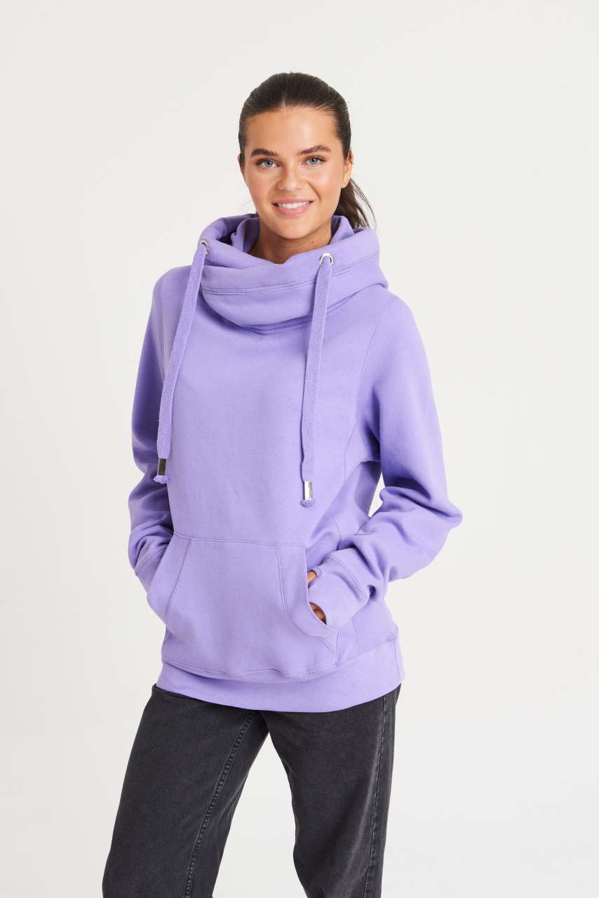 CROSS NECK HOODIE - Baby Pink - Model