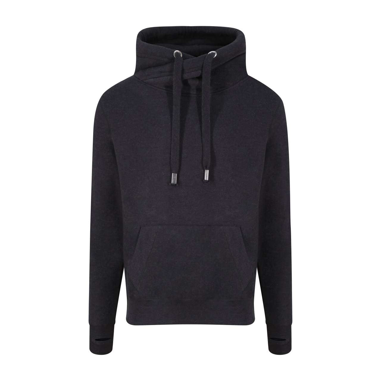 CROSS NECK HOODIE - Black Smoke - Main