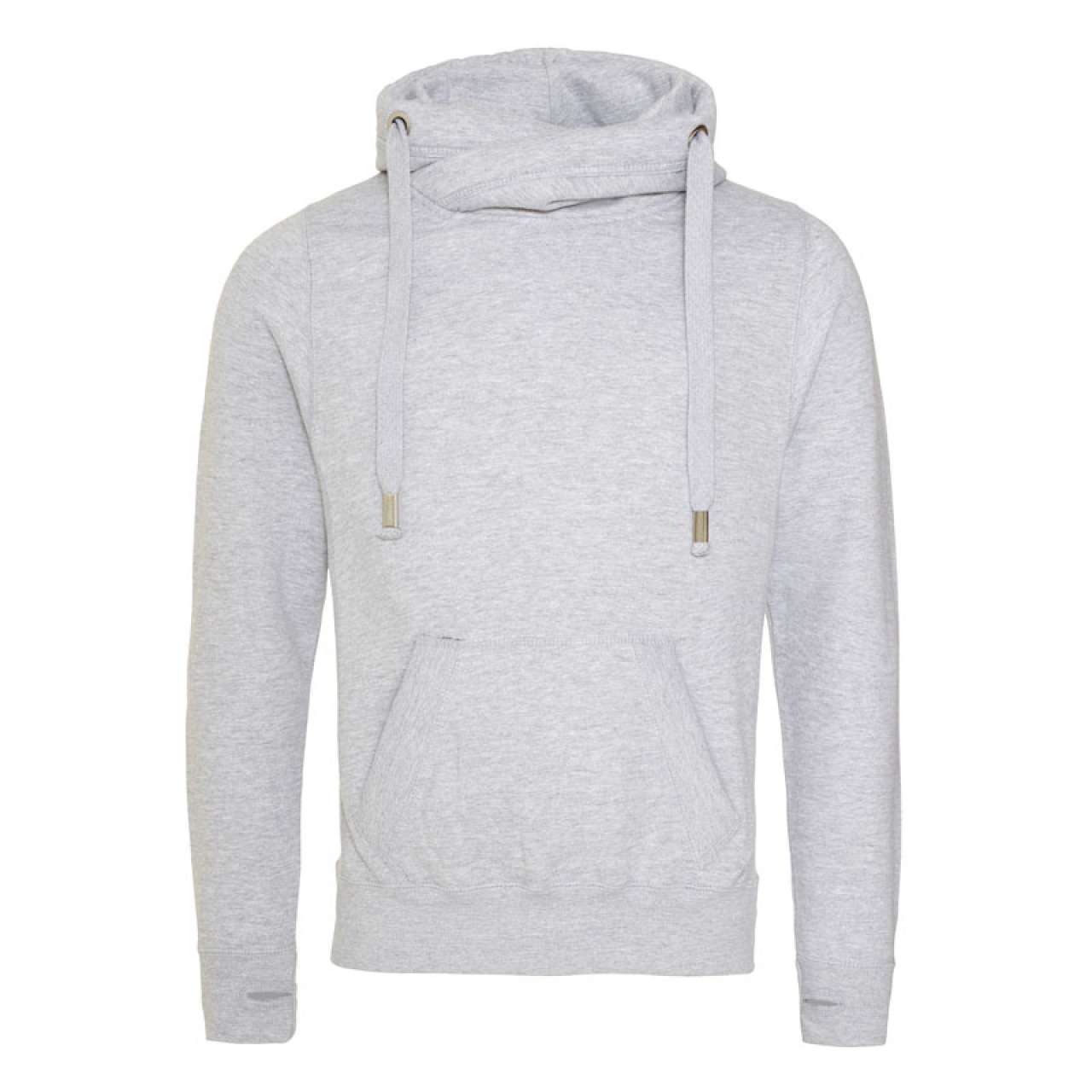CROSS NECK HOODIE - Heather Grey - Main
