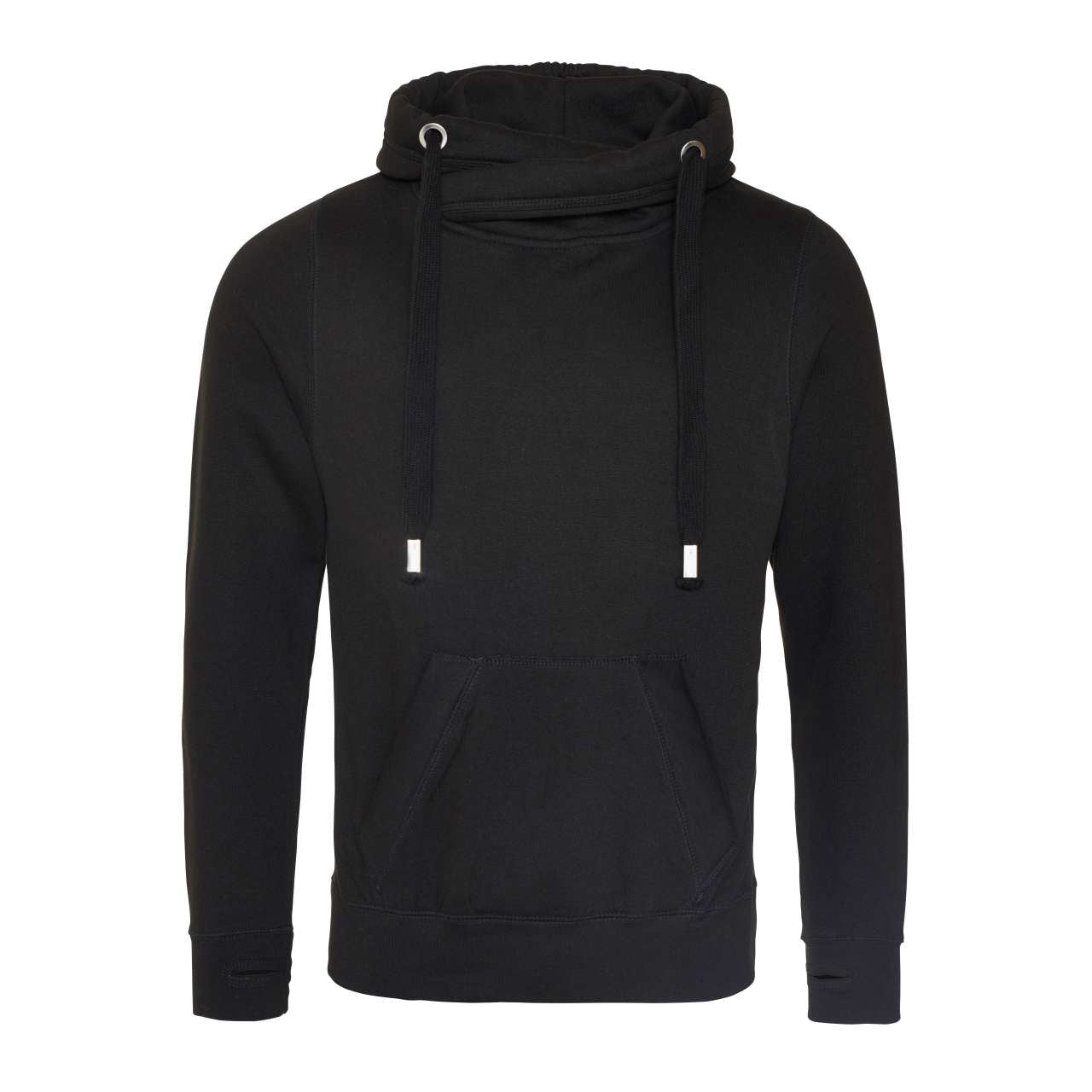 CROSS NECK HOODIE - Jet Black - Main