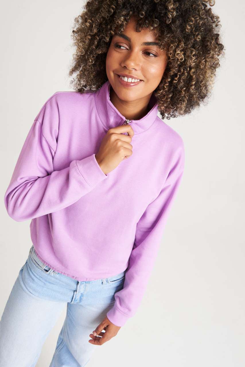 WOMEN'S CROPPED 1/4 ZIP SWEAT - Arctic White - Additional