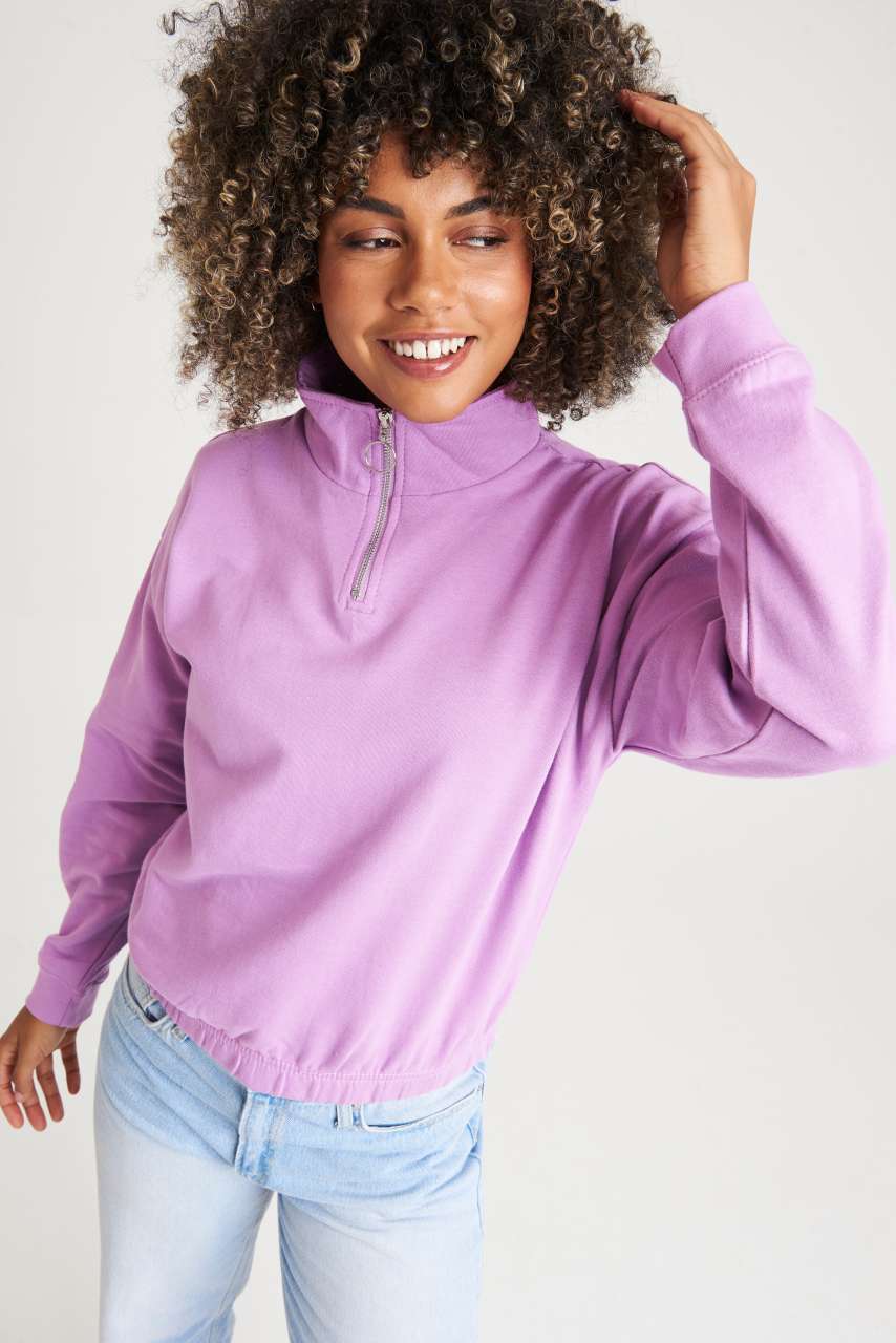 WOMEN'S CROPPED 1/4 ZIP SWEAT - Arctic White - Additional