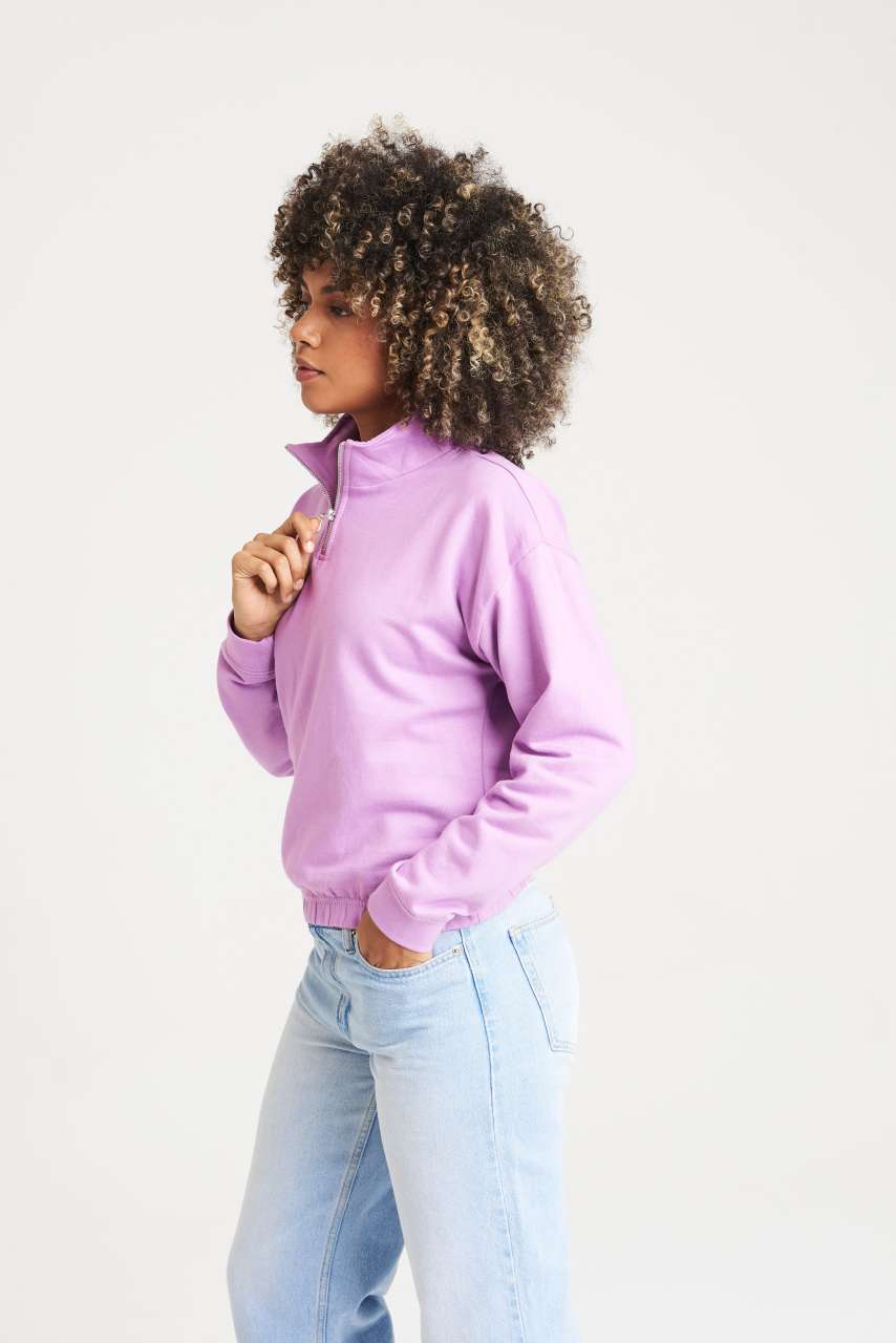 WOMEN'S CROPPED 1/4 ZIP SWEAT - Sky Blue - Additional