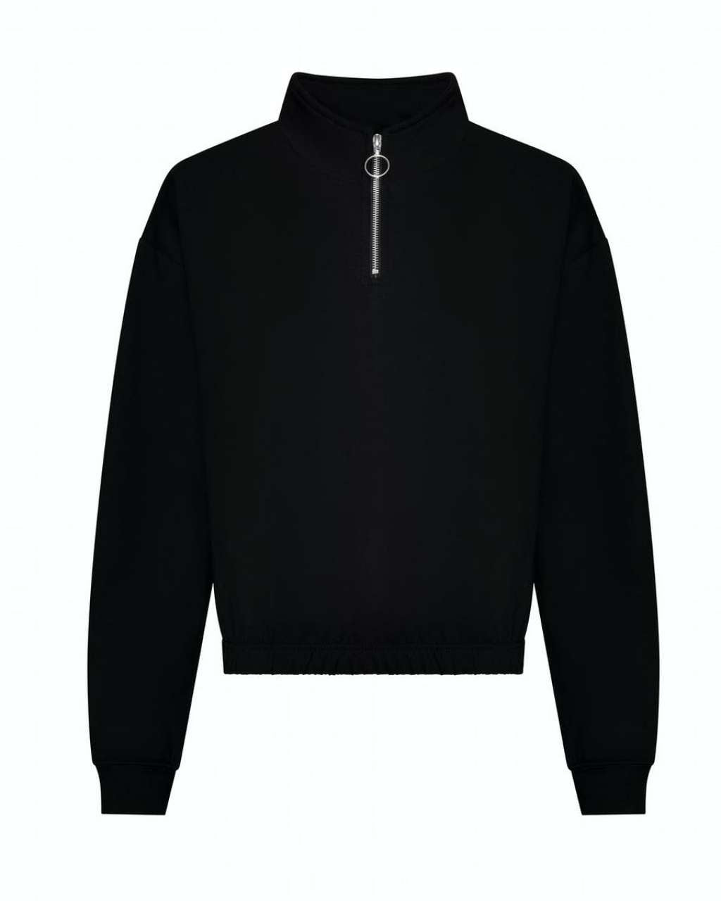 WOMEN'S CROPPED 1/4 ZIP SWEAT - Deep Black - Main