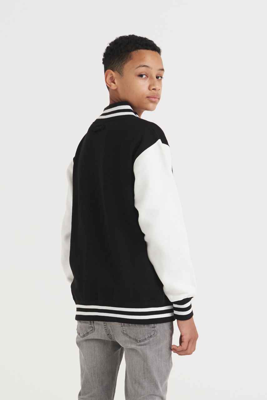 KIDS VARSITY JACKET - Jet Black/White - Additional