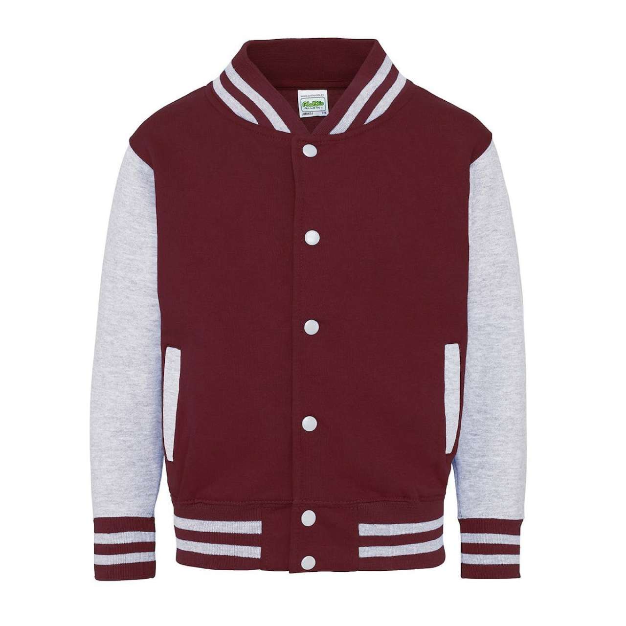 KIDS VARSITY JACKET - Burgundy/Heather Grey - Main