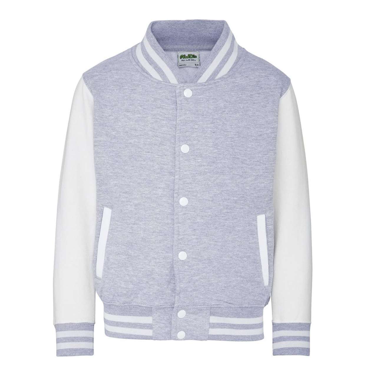 KIDS VARSITY JACKET - Heather Grey/White - Main