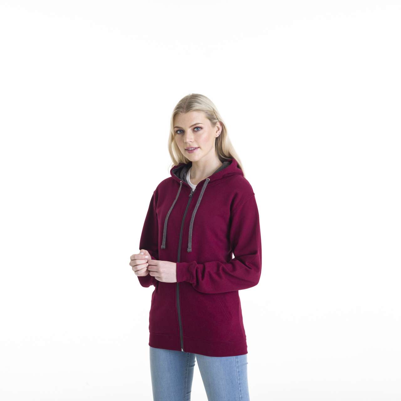 VARSITY ZOODIE - Sapphire Blue/Heather Grey - Model