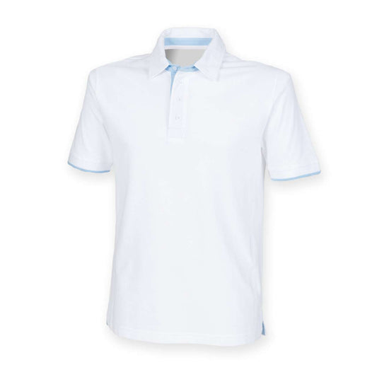 MEN'S CONTRAST POLO SHIRT - White/Sky - Main