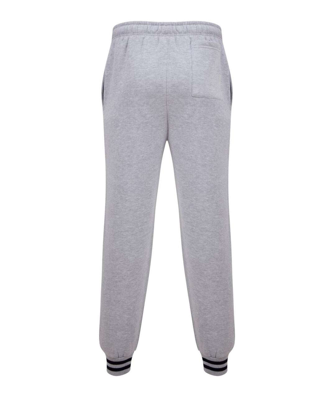JOGGERS WITH STRIPED CUFFS - Heather Grey/Navy - Main