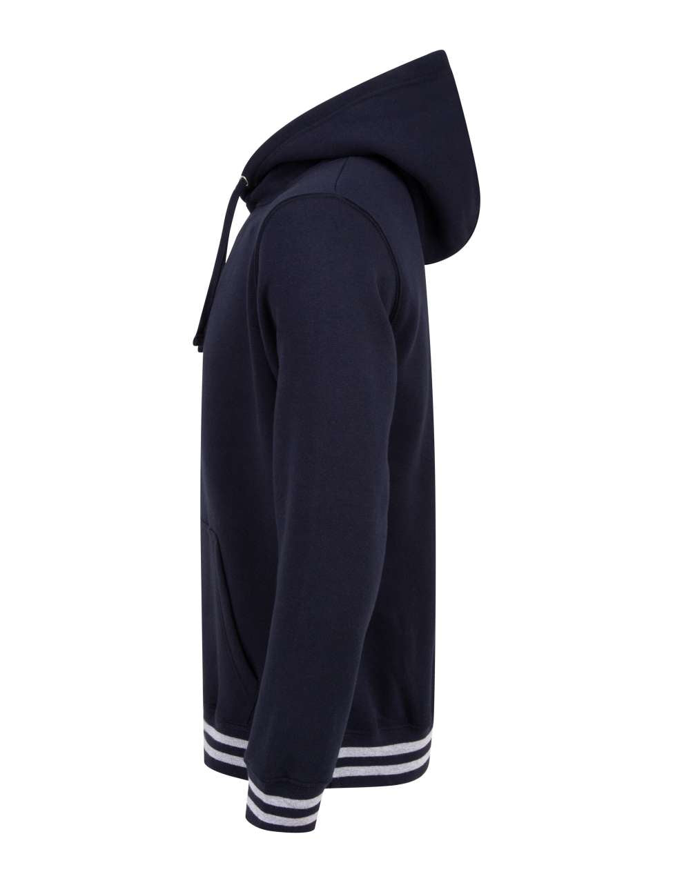 HOODIE WITH STRIPED CUFFS - Navy/Heather Grey - Additional