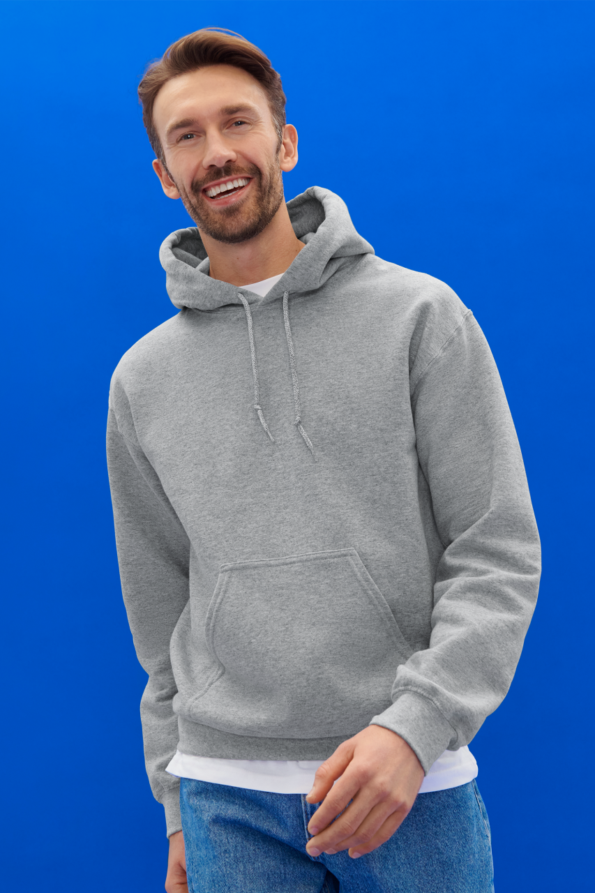 HEAVY BLEND™ ADULT HOODED SWEATSHIRT - Antique Cherry Red - Model