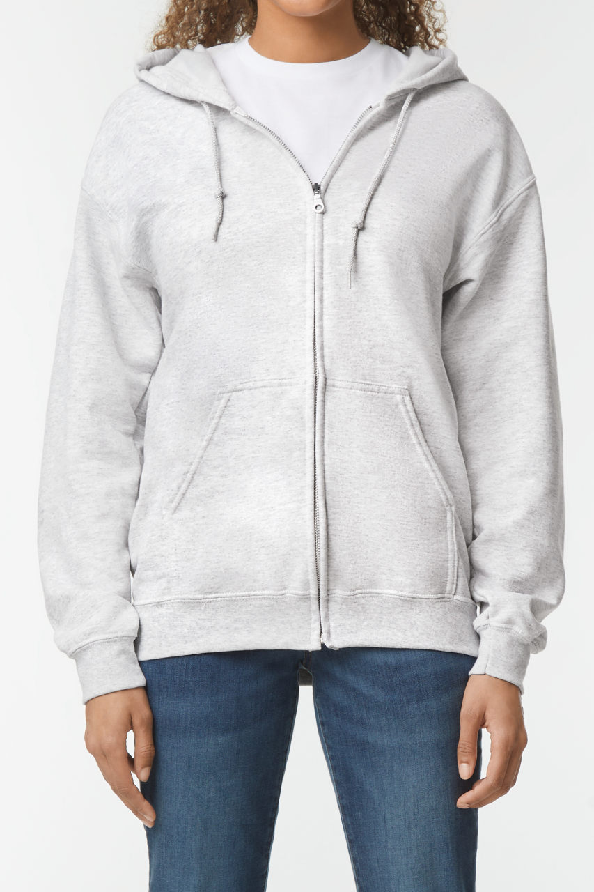 HEAVY BLEND™ ADULT FULL ZIP HOODED SWEATSHIRT - Ash - Additional
