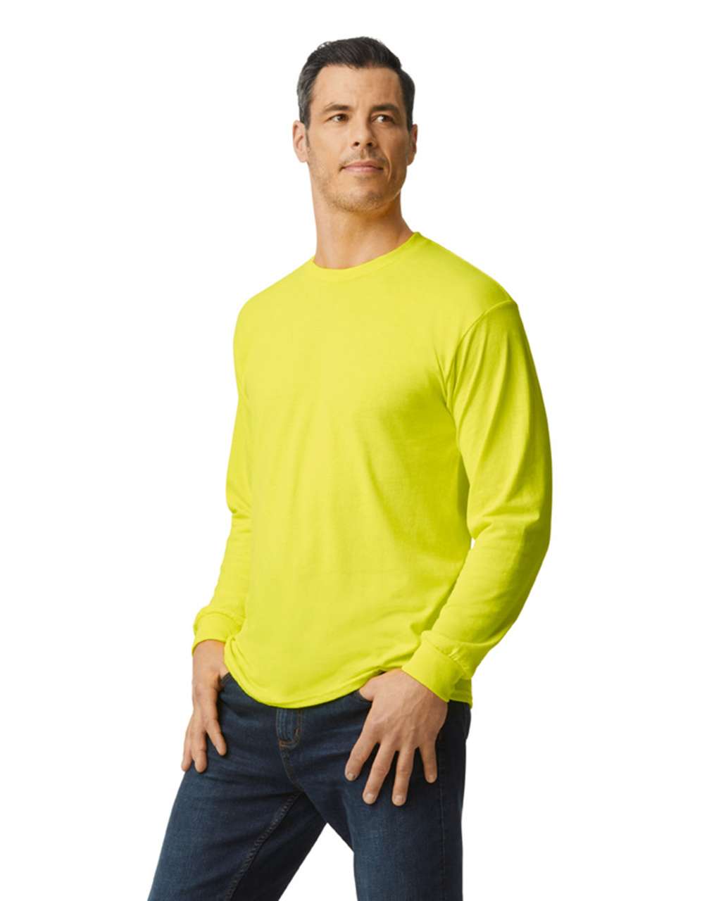 GILDAN ® HEAVY COTTON™ ADULT LONG SLEEVE T-SHIRT - Safety Green - Additional
