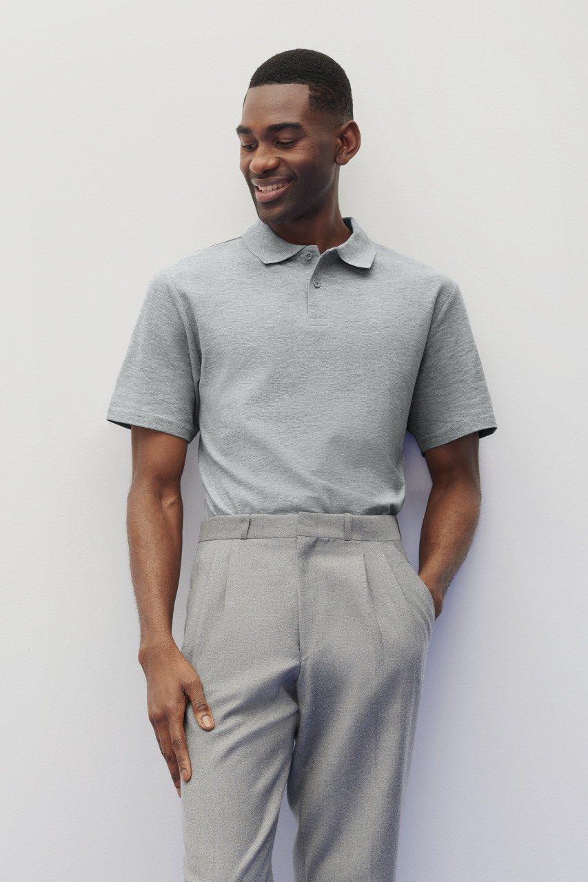 SOFTSTYLE ® ADULT DOUBLE PIQUÉ POLO - Black - Model