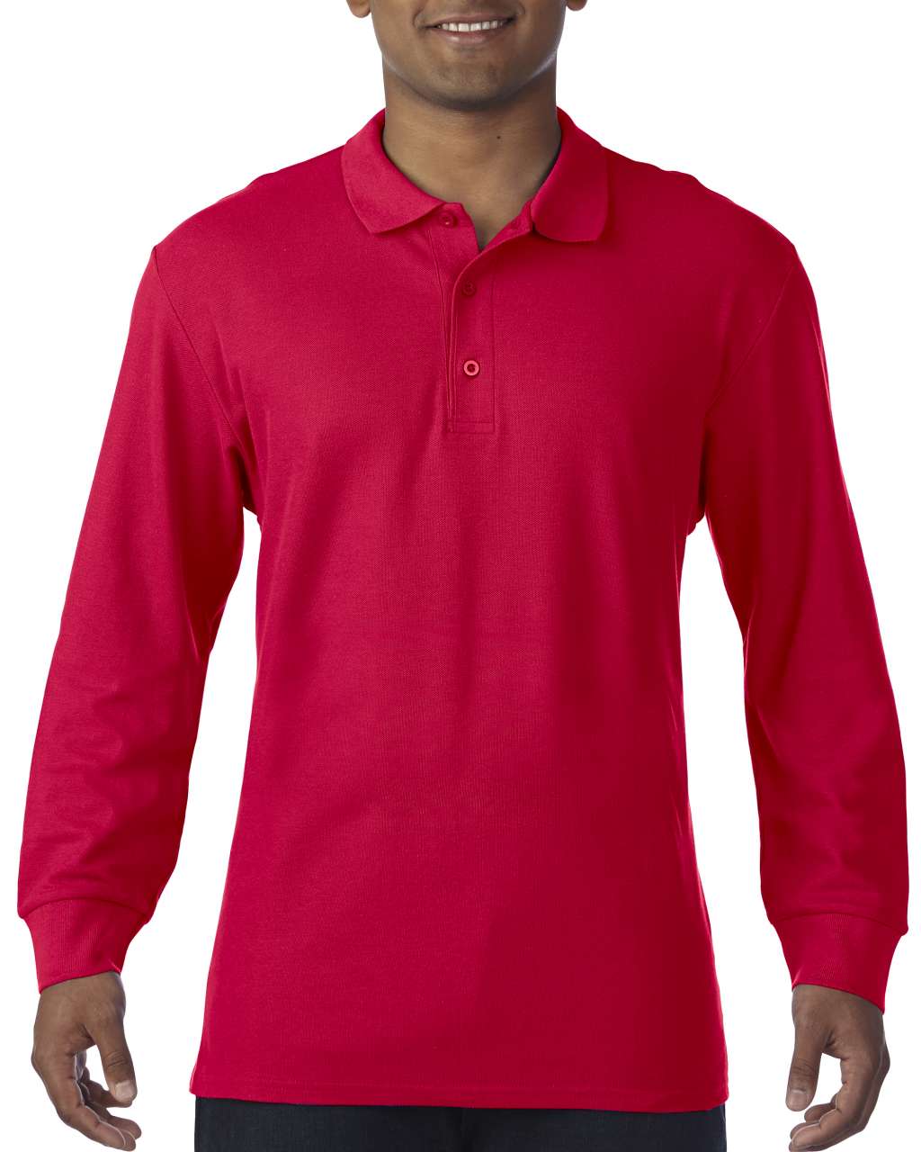 PREMIUM COTTON ® ADULT LONG SLEEVE DOUBLE PIQUÉ POLO - Red - colorimageurl