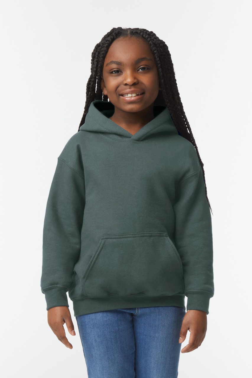 HEAVY BLEND™ YOUTH HOODED SWEATSHIRT - Black - Model