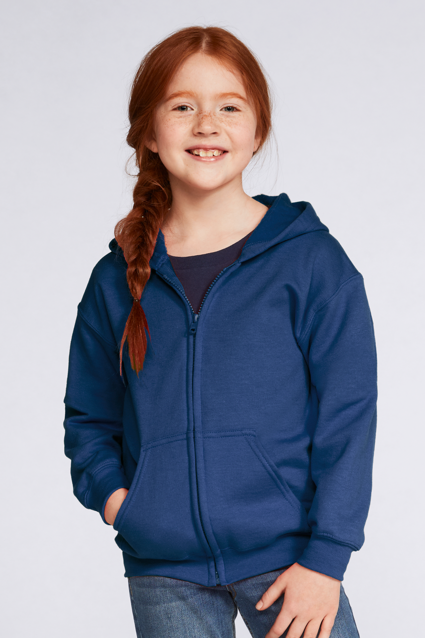 HEAVY BLEND™ YOUTH FULL ZIP HOODED SWEATSHIRT - Black - Model