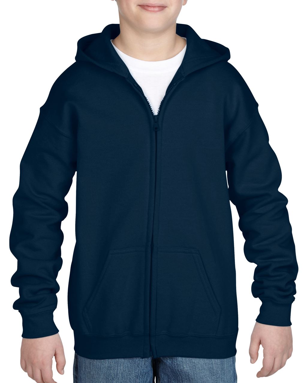 HEAVY BLEND™ YOUTH FULL ZIP HOODED SWEATSHIRT - Navy - Main