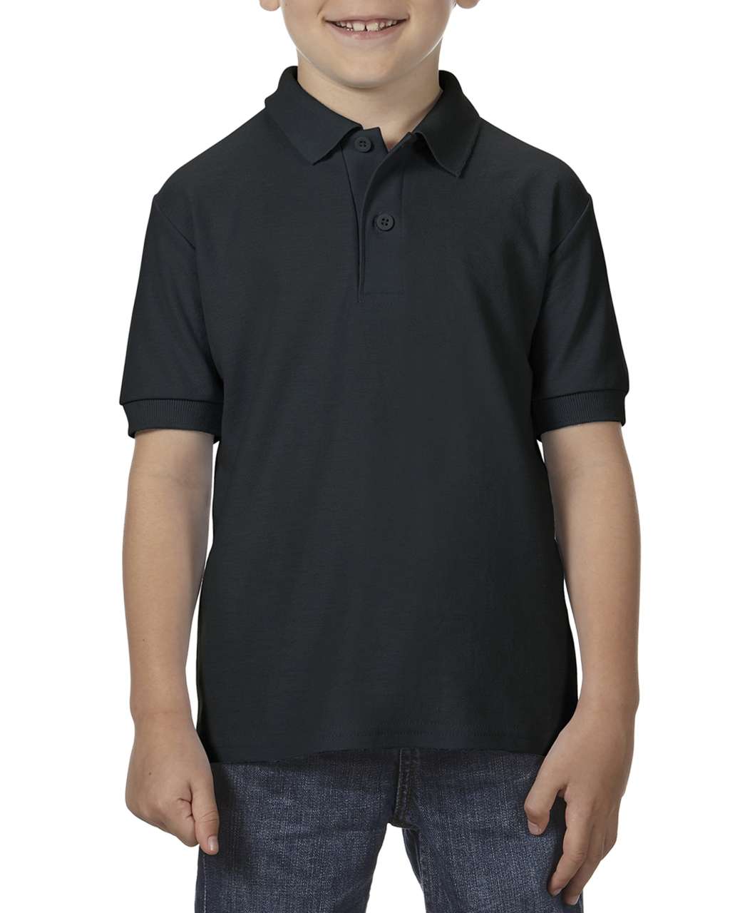 DRYBLEND ® YOUTH DOUBLE PIQUÉ POLO SHIRT - Black - Model