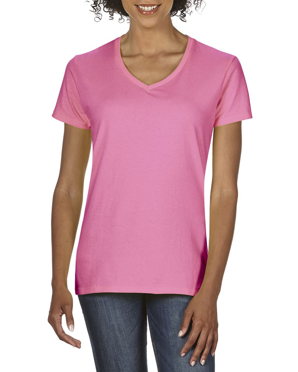 PREMIUM COTTON ® LADIES' V-NECK T-SHIRT - Azalea - Main