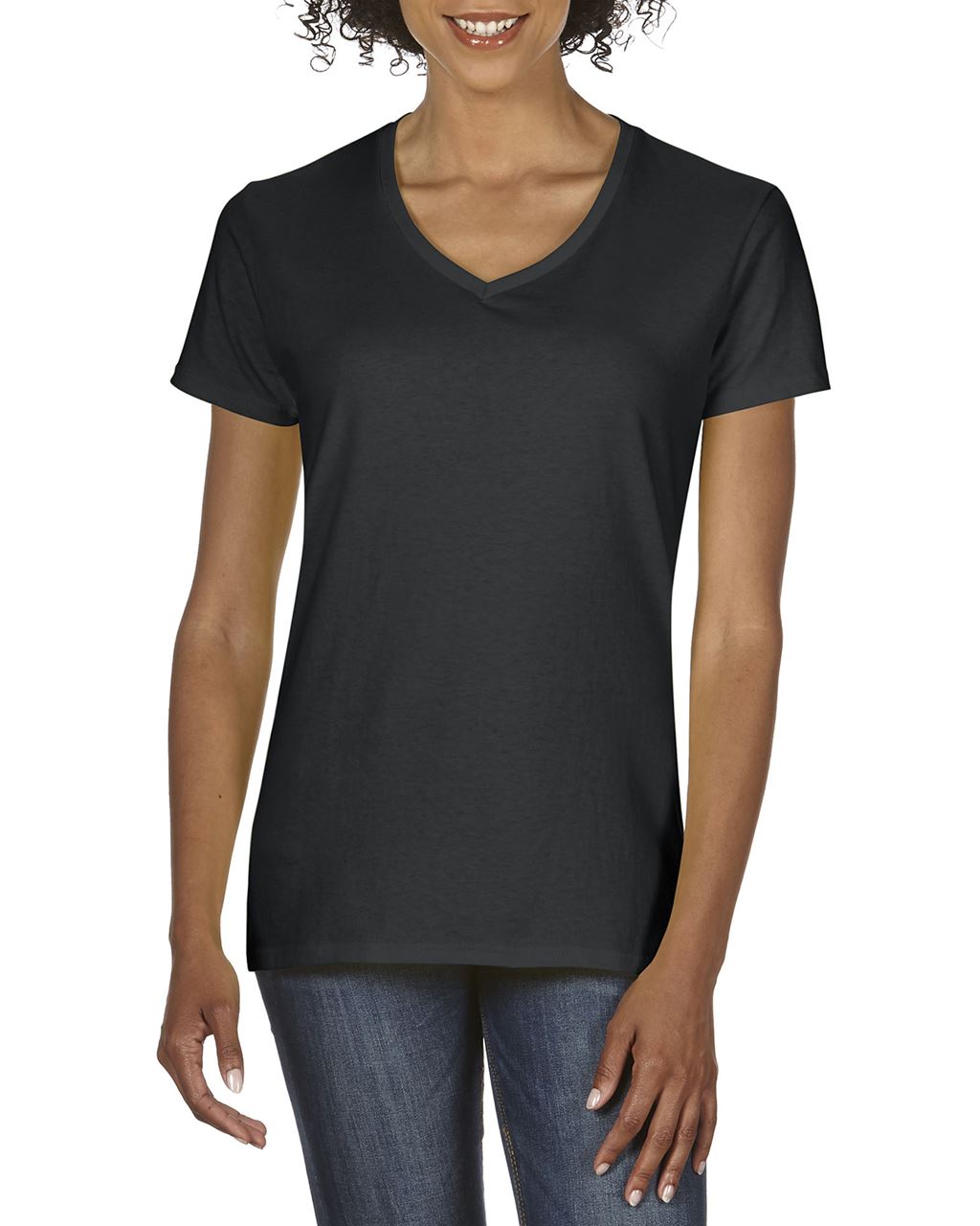 PREMIUM COTTON ® LADIES' V-NECK T-SHIRT - Black - Main
