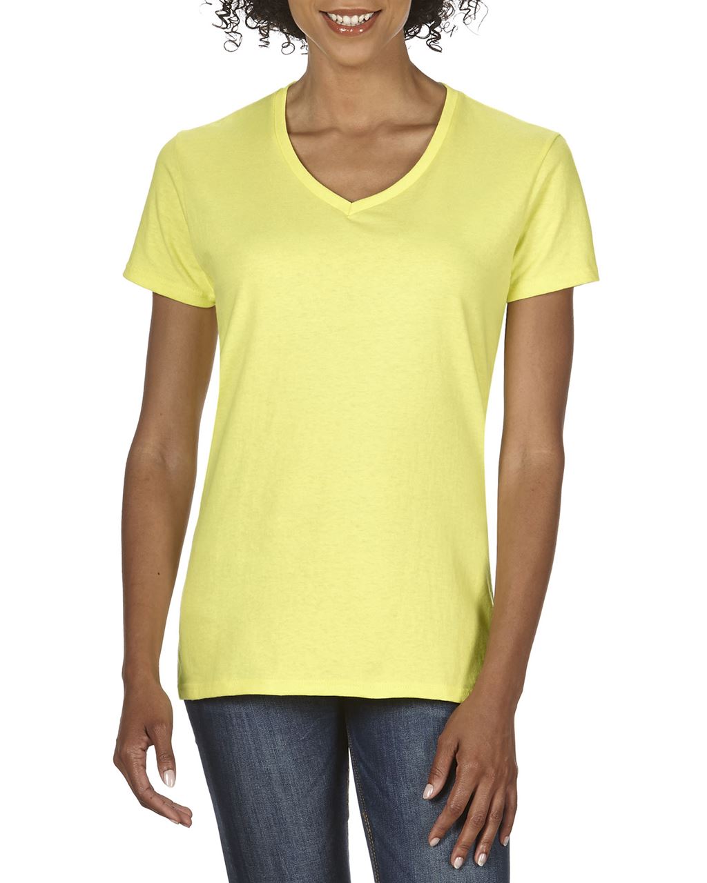PREMIUM COTTON ® LADIES' V-NECK T-SHIRT - Cornsilk - Main