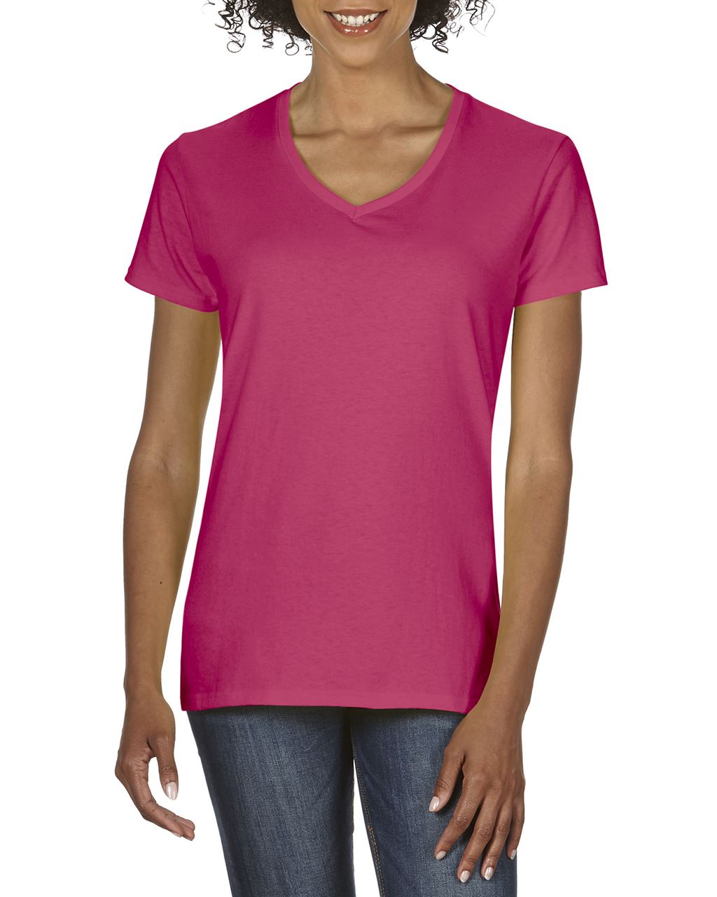 PREMIUM COTTON ® LADIES' V-NECK T-SHIRT - Heliconia - Main