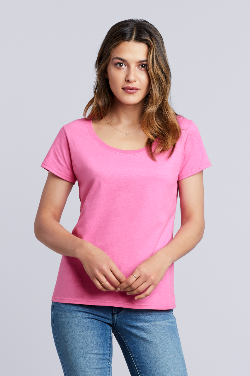 SOFTSTYLE ® LADIES' DEEP SCOOP T-SHIRT - Azalea - Additional