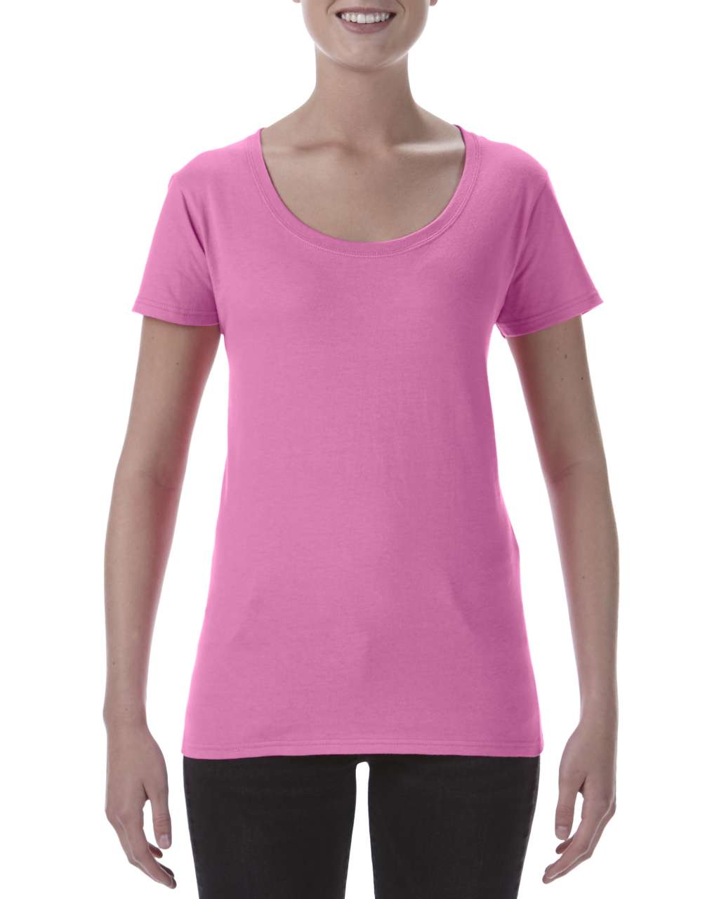 SOFTSTYLE ® LADIES' DEEP SCOOP T-SHIRT - Azalea - Main