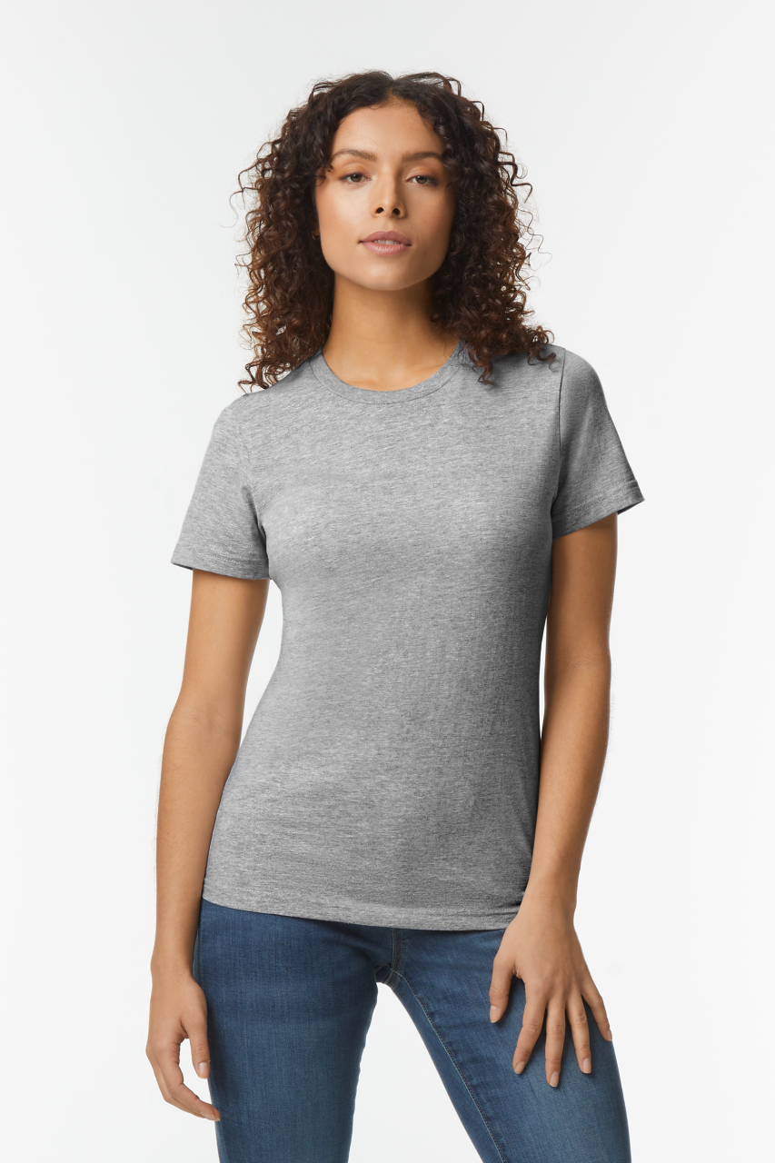 SOFTSTYLE® MIDWEIGHT WOMEN'S T-SHIRT - RS Sport Grey - modelimageurl