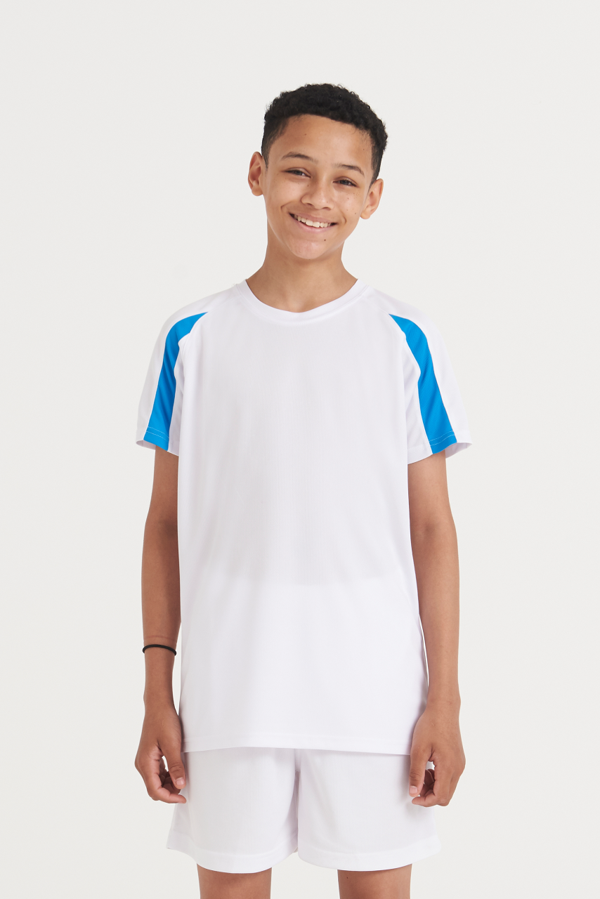 KIDS CONTRAST COOL T - Arctic White/Sapphire Blue - modelimageurl
