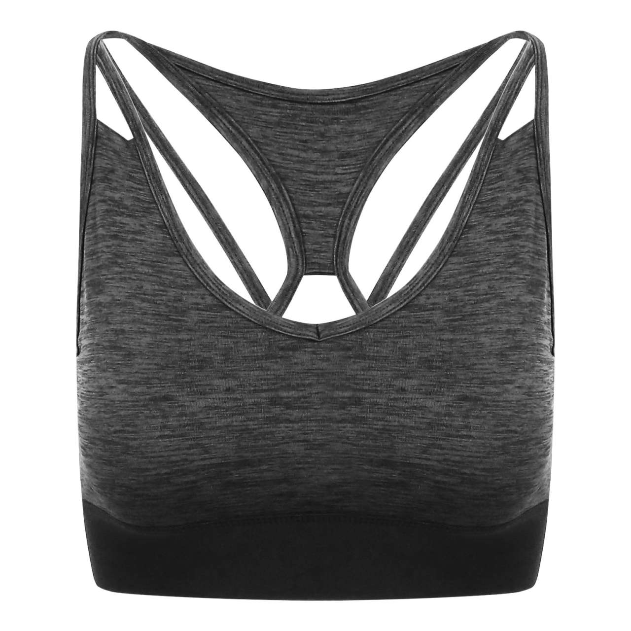 GIRLIE CROSS BACK CROP TOP - Black Slate Melange - colorimageurl