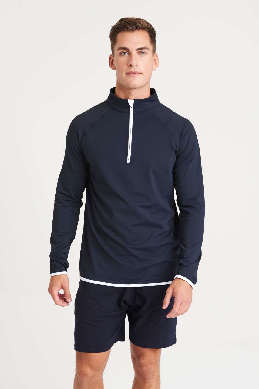 MEN'S COOL 1/2 ZIP SWEAT - French Navy/Arctic White - modelimageurl