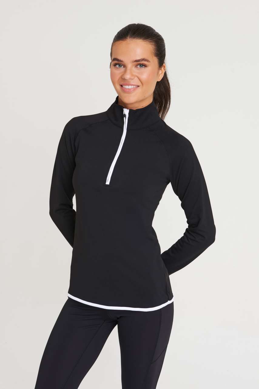 WOMEN'S COOL 1/2 ZIP SWEAT - Jet Black/Arctic White - modelimageurl