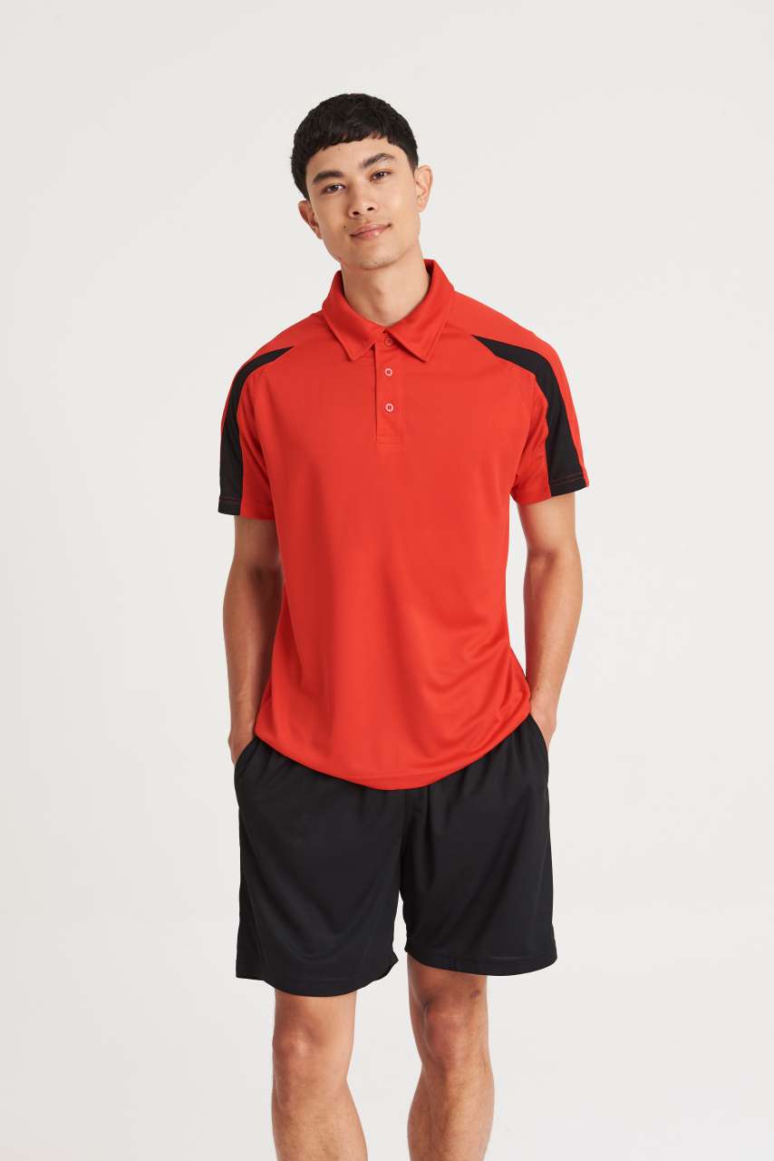 CONTRAST COOL POLO - Jet Black/Electric Orange - modelimageurl