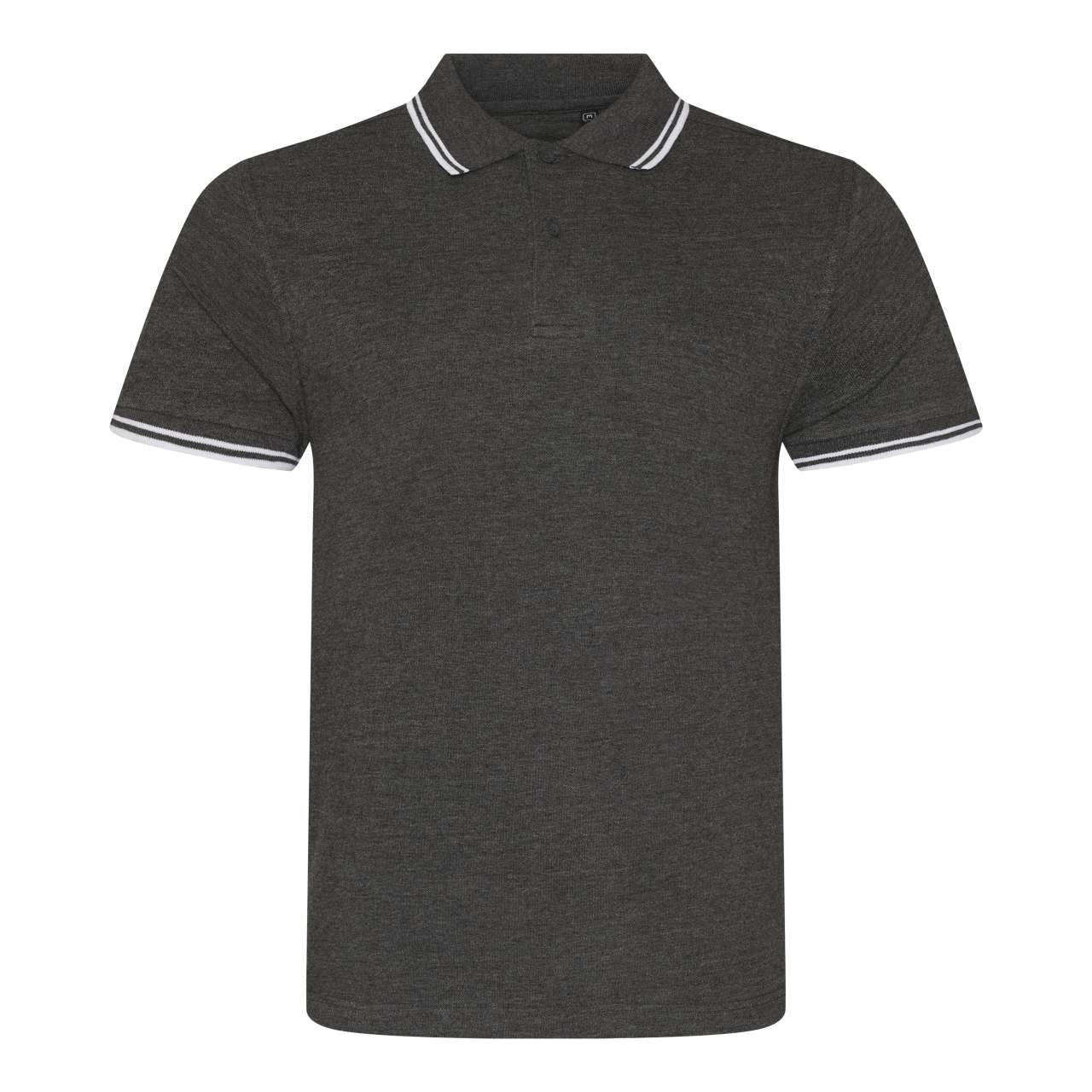 STRETCH TIPPED POLO - Charcoal/White - colorimageurl
