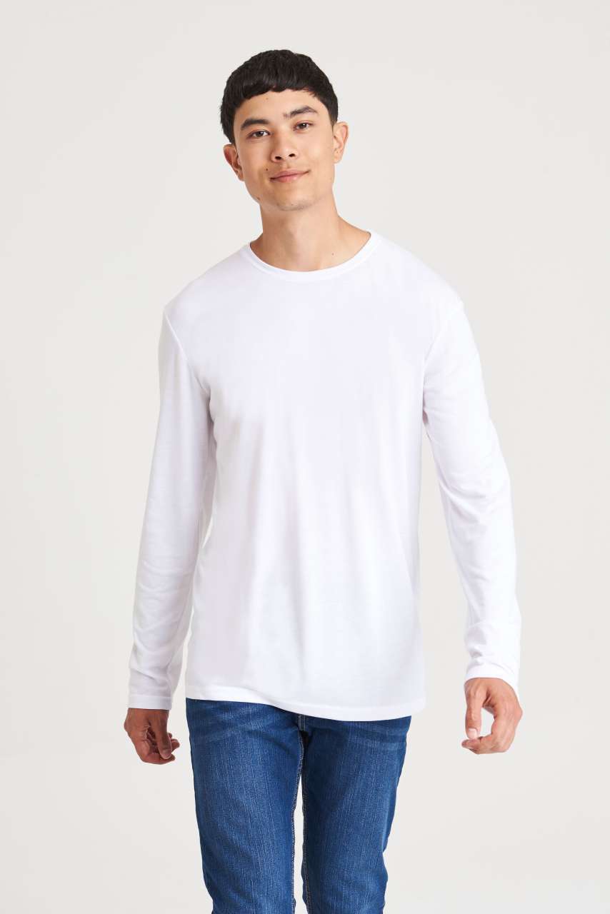 LONG SLEEVE TRI-BLEND T - Solid White - modelimageurl