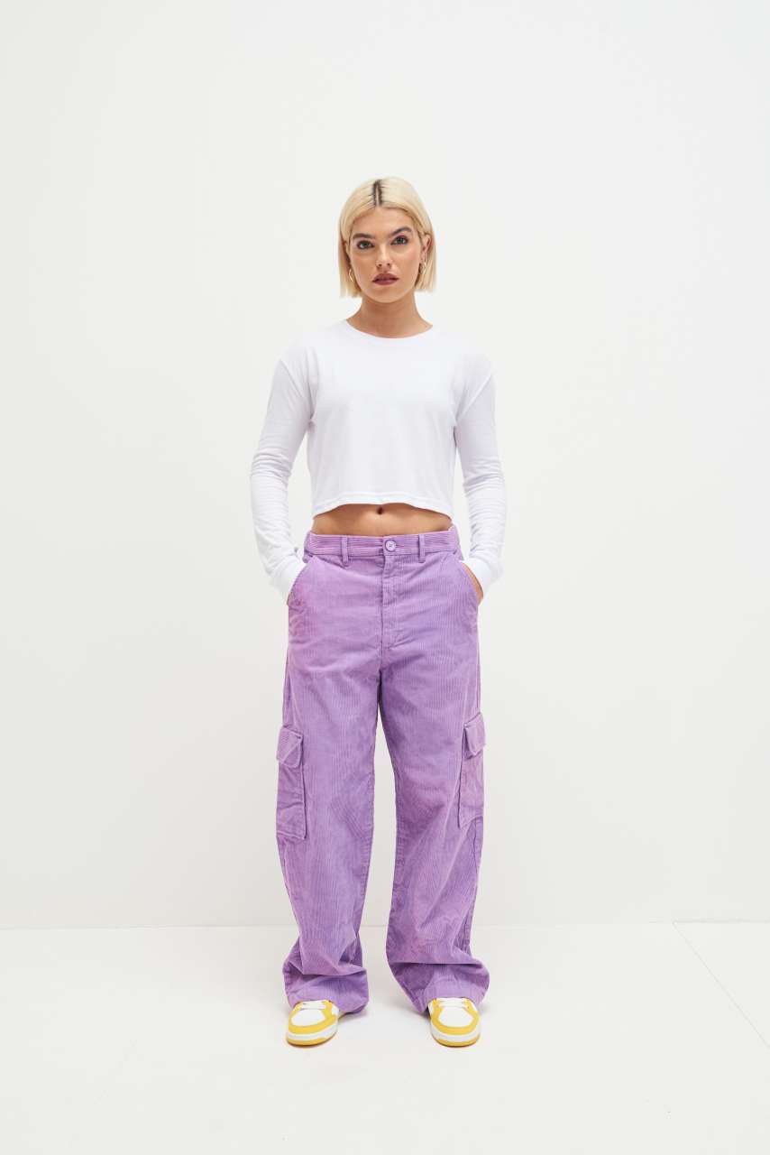 WOMEN'S L/S CROPPED T - Solid White - modelimageurl