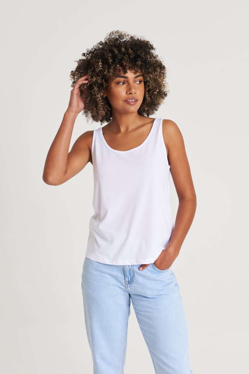 WOMEN'S TANK TOP - Solid White - modelimageurl