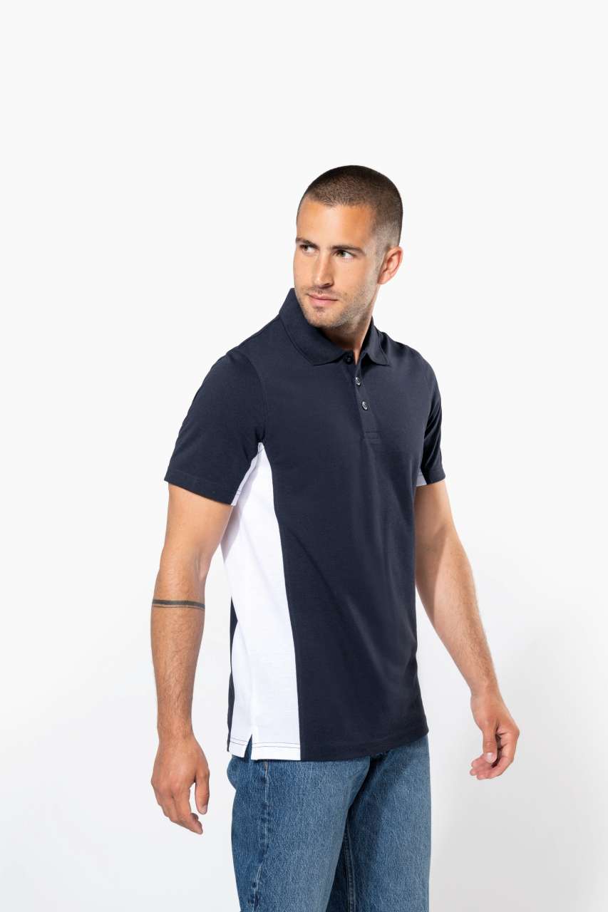 FLAG - SHORT-SLEEVED TWO-TONE POLO SHIRT - Navy/Sky Blue - Additional