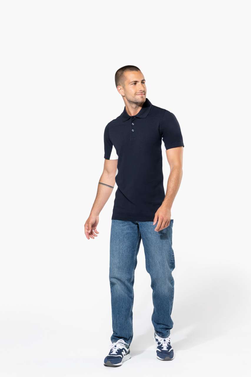 FLAG - SHORT-SLEEVED TWO-TONE POLO SHIRT - Navy/Sky Blue - Additional