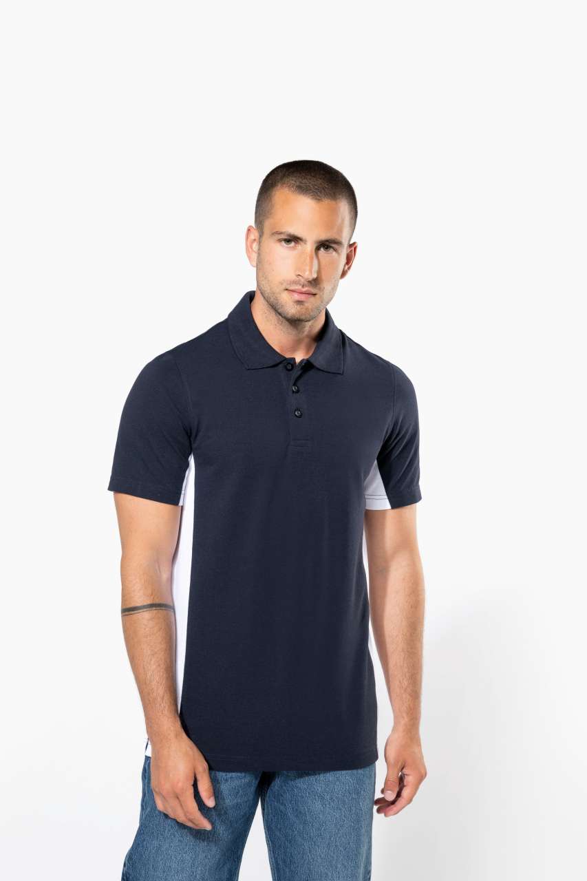 FLAG - SHORT-SLEEVED TWO-TONE POLO SHIRT - Navy/Deep Pink - Main