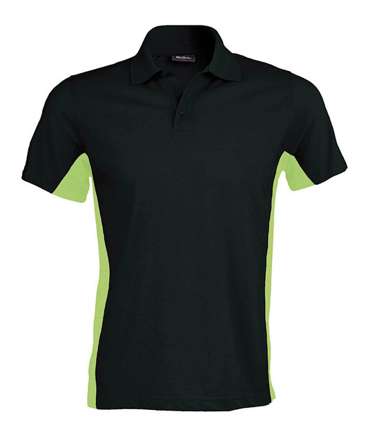 FLAG - SHORT-SLEEVED TWO-TONE POLO SHIRT - Black/Lime - Main